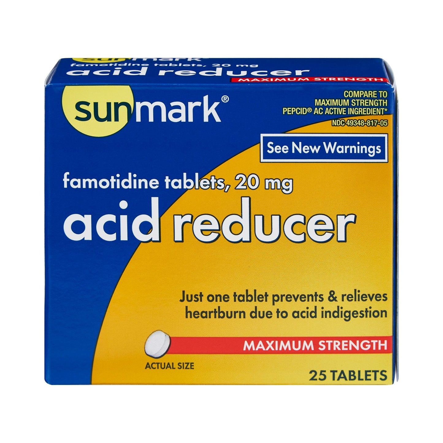 Sunmark Famotidine Acid Reducer Tablets, 25 ct.