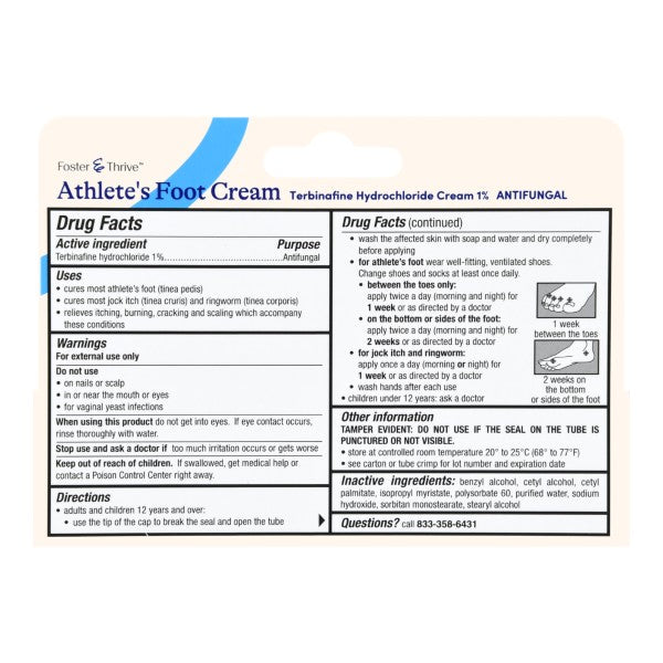 Foster & Thrive Athlete's Foot Antifungal Cream, 1 oz.