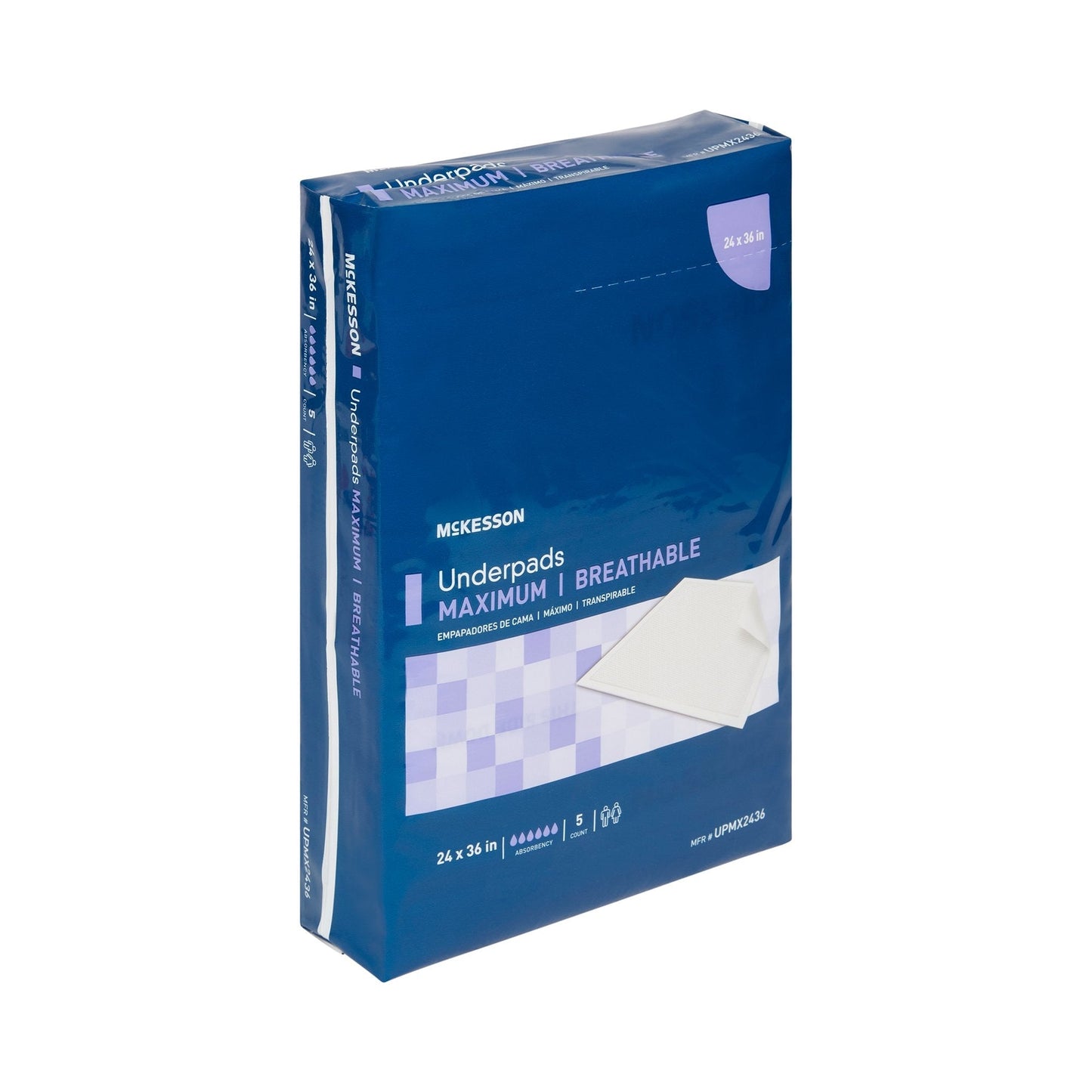 McKesson Ultimate Breathable Underpads, Maximum Protection, 24" x 36", 70 ct