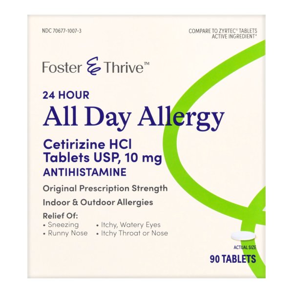 Foster & Thrive Cetirizine Allergy Relief Tablets, 90 ct.