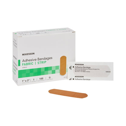 Adhesive Strip McKesson 1 X 3 Inch Fabric Rectangle Tan Sterile