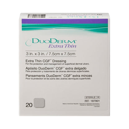 DuoDerm® Extra Thin Hydrocolloid Dressing, 3 x 3 Inch, 20 ct