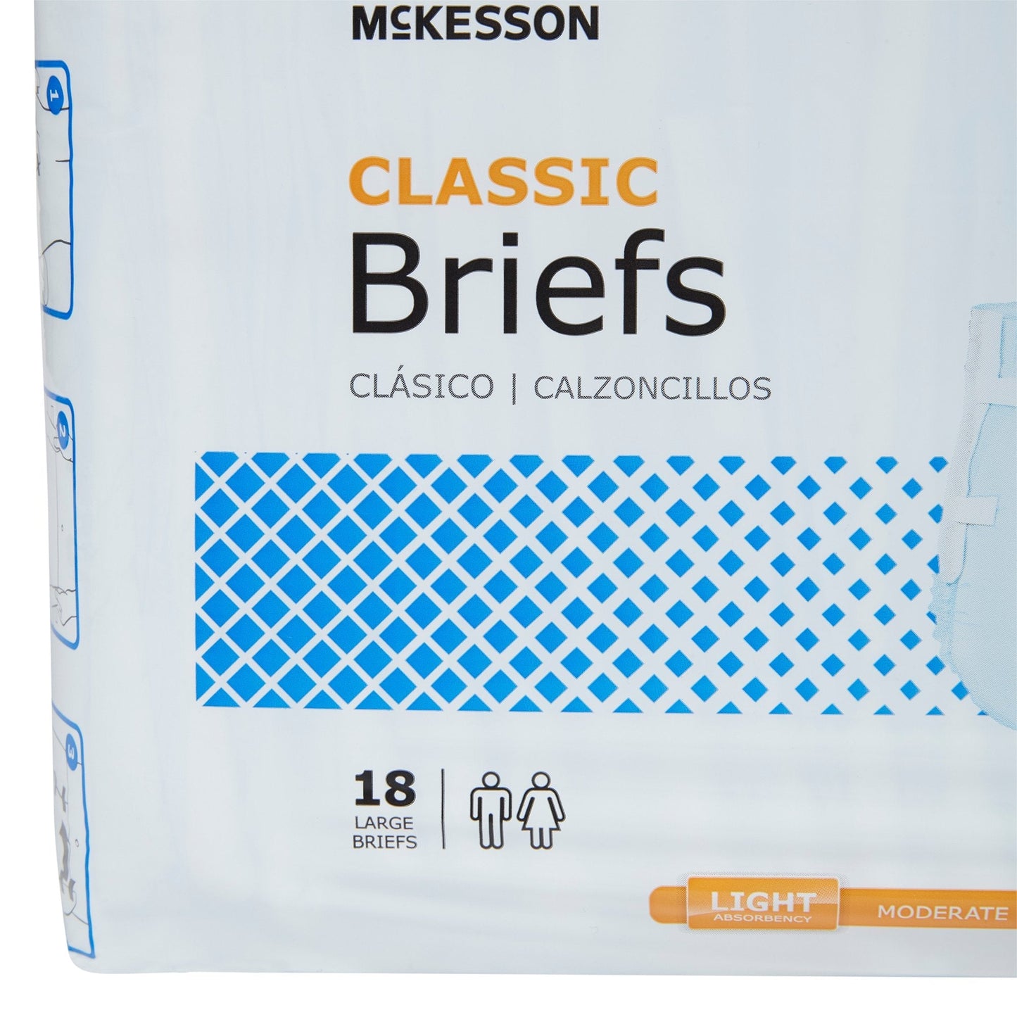 McKesson Classic Light Absorbency Incontinence Brief, Large, 18 ct