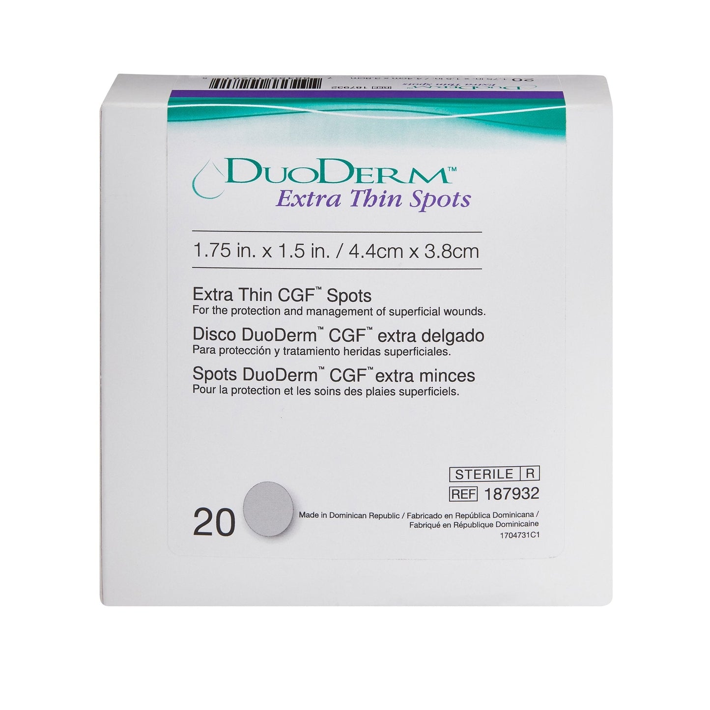 DuoDerm® Extra Thin Spot Hydrocolloid Dressing, 1.5 x 1.75 Inch