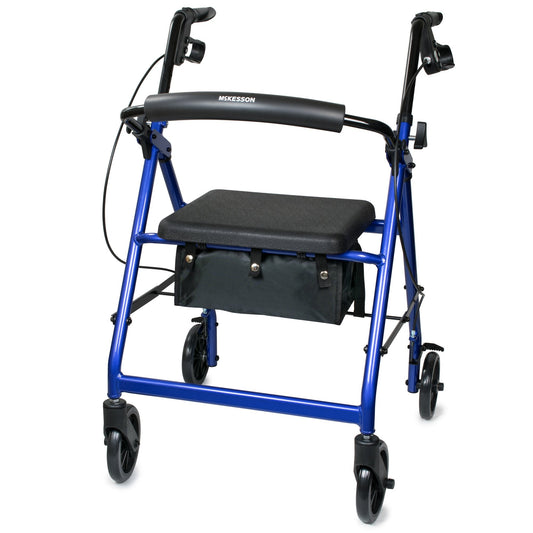 McKesson Folding Aluminum 4-Wheel Rollator, Blue