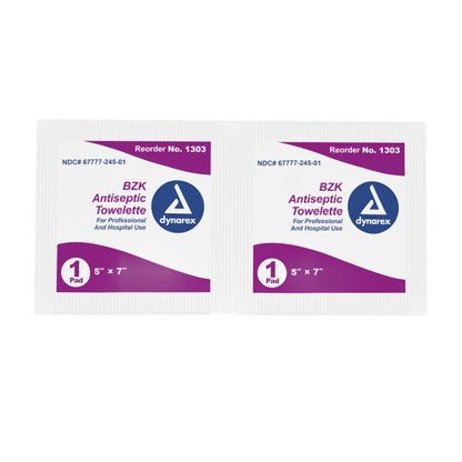 Dynarex® Scented BZK Antiseptic Towelettes, Individual Packet, 100 ct