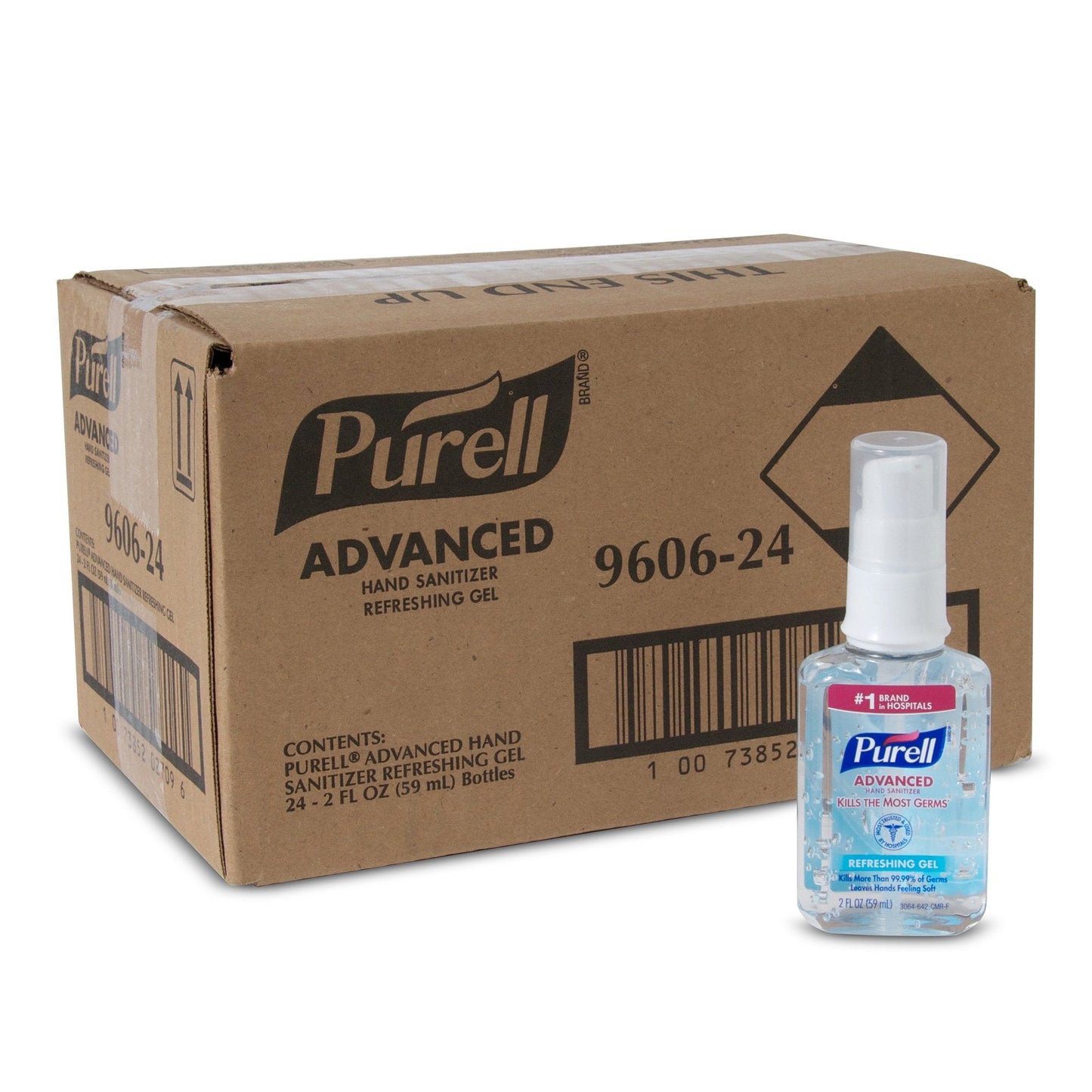 Purell Advanced Hand Sanitizer 70% Ethyl Alcohol Gel, Pump Bottle, 2 oz