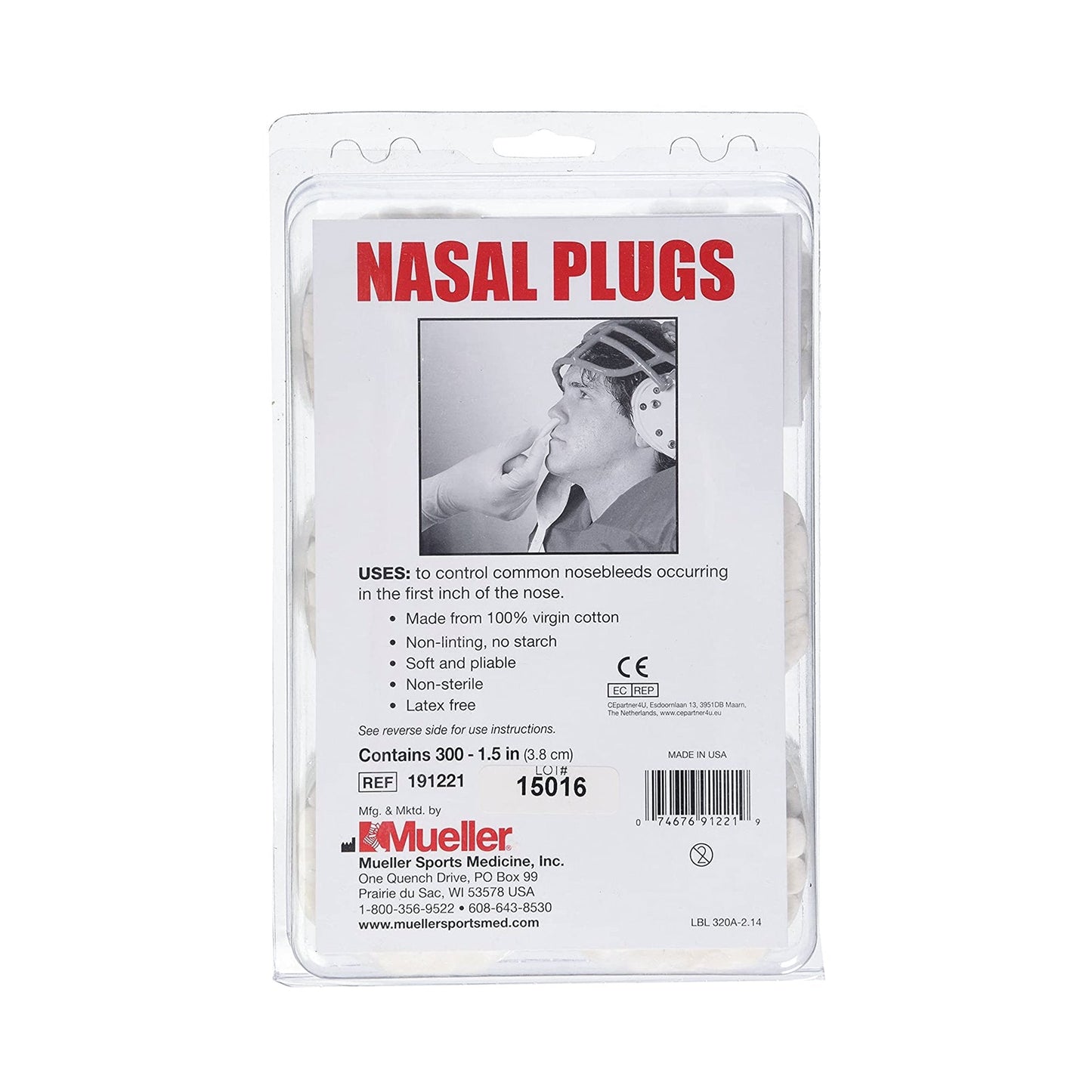 Mueller Sports Medicine Nasal Plug, 1.5 Inch, 300 ct