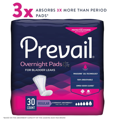 Prevail Daily Overnight Bladder Control Pads, 16", 30 ct.