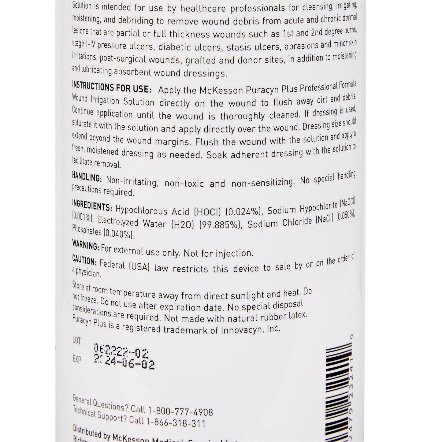 McKesson Puracyn® Plus Professional Wound Irrigation Solution, 16.9 oz, 6 bottles