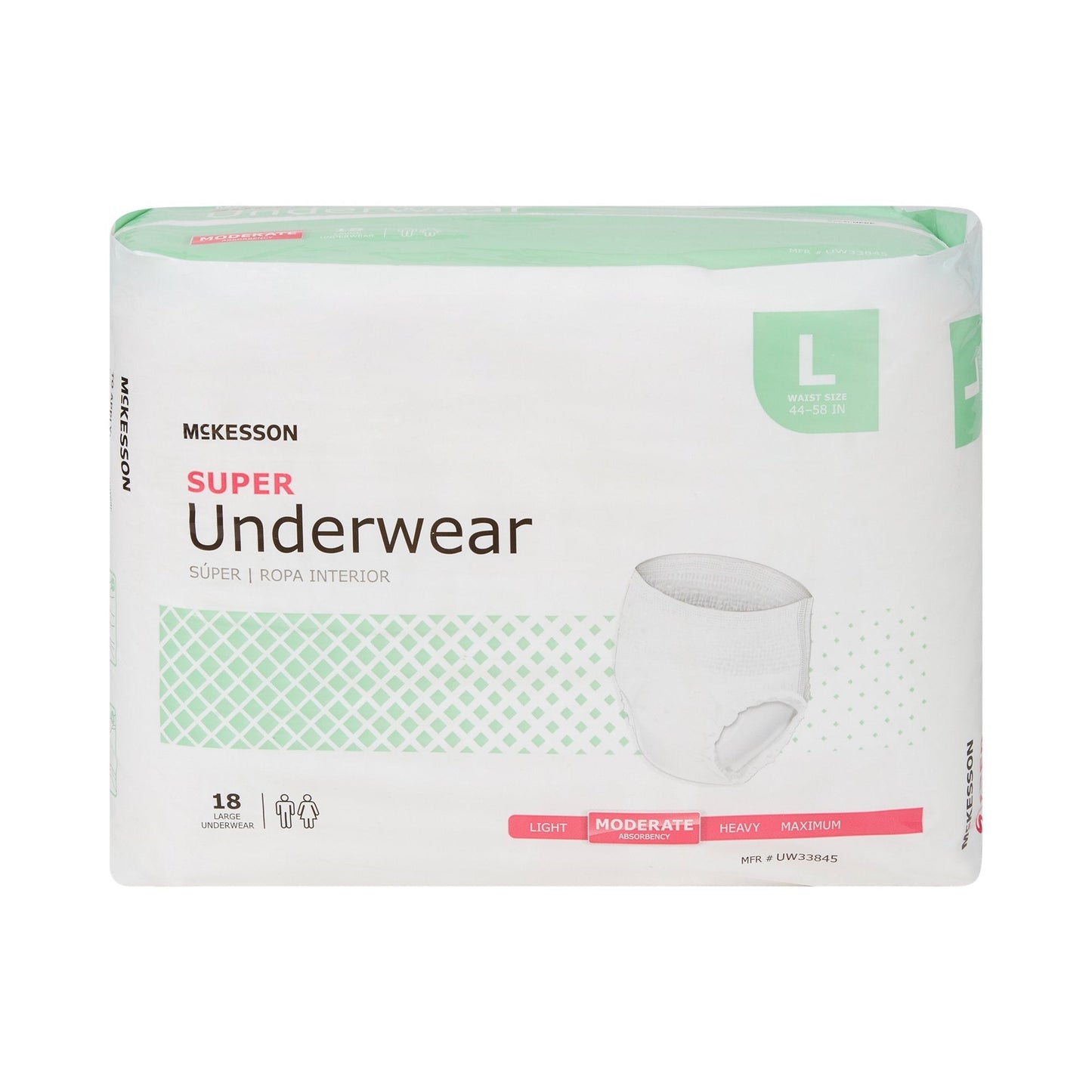 McKesson Super Moderate Absorbent Underwear, Large, 18 ct