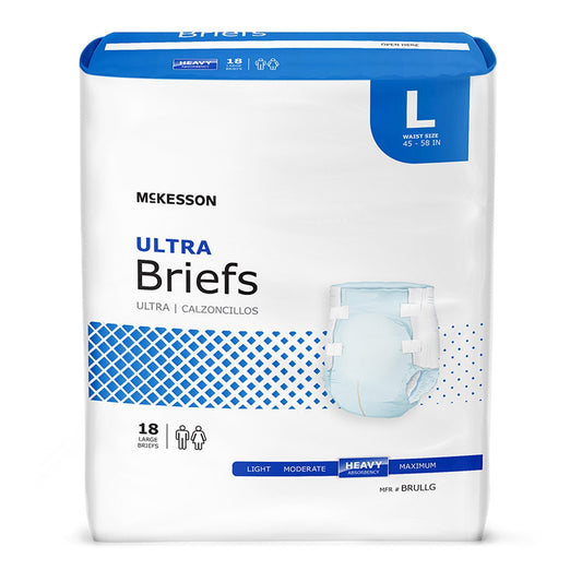 McKesson Ultra Heavy Absorbency Incontinence Brief, Large, 18 ct