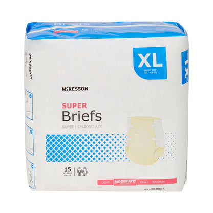 McKesson Super Moderate Absorbency Incontinence Brief, Extra Large, 15 ct