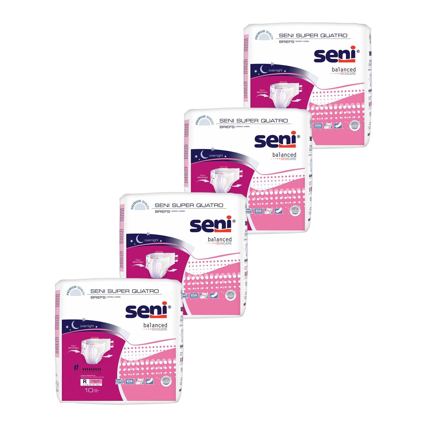 Seni® Super Quatro Severe Absorbency Incontinence Brief, Regular, 10 ct