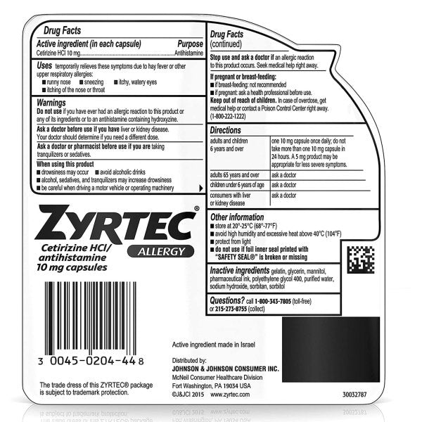 Zyrtec 24HR 10 mg Strength Liquid Gels, 40 ct.