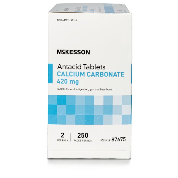 McKesson Calcium Carbonate Antacid 250 Packets, 2 Tablets per Packet