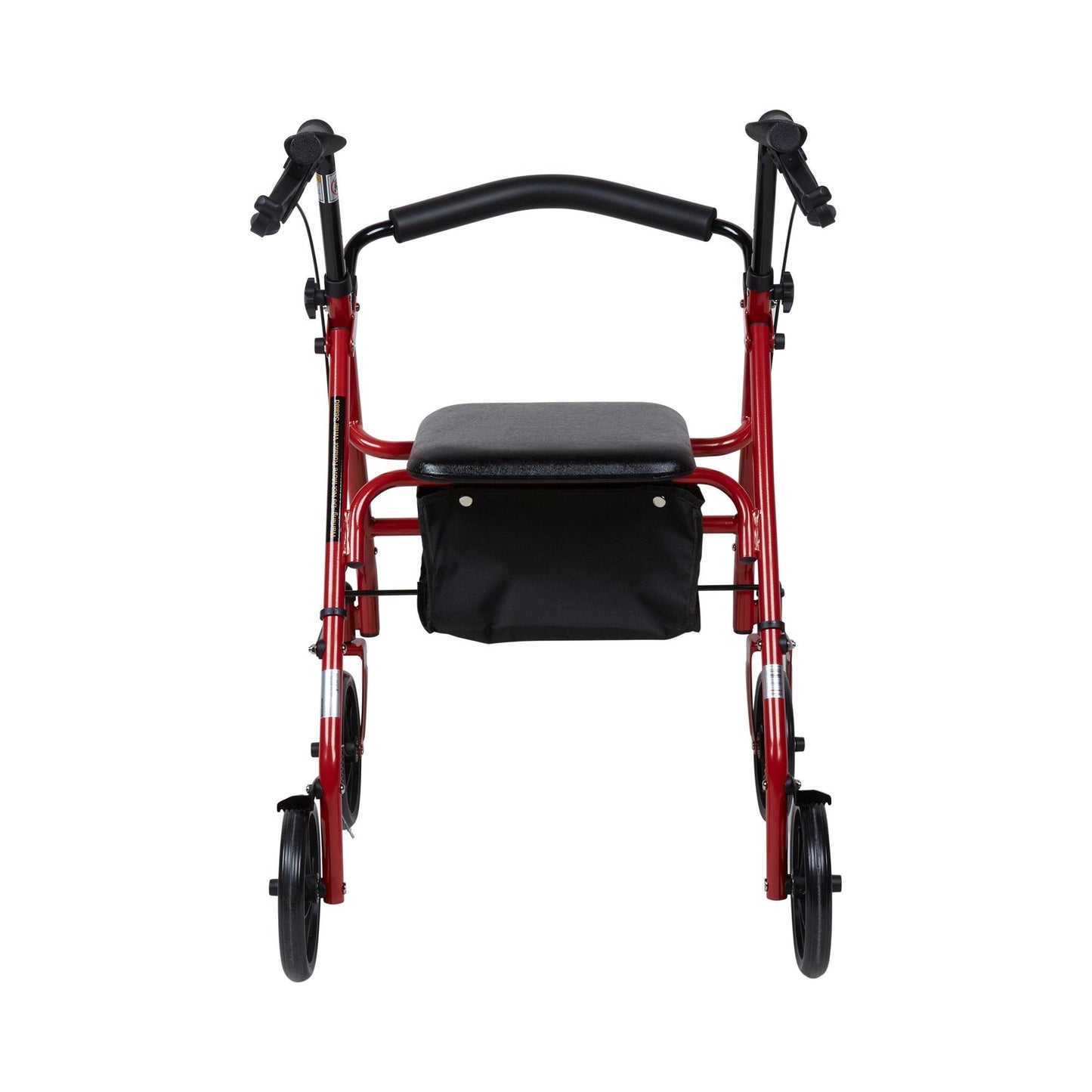 McKesson Folding Steel 4 Wheel Rollator, 12" Seat Width, Red