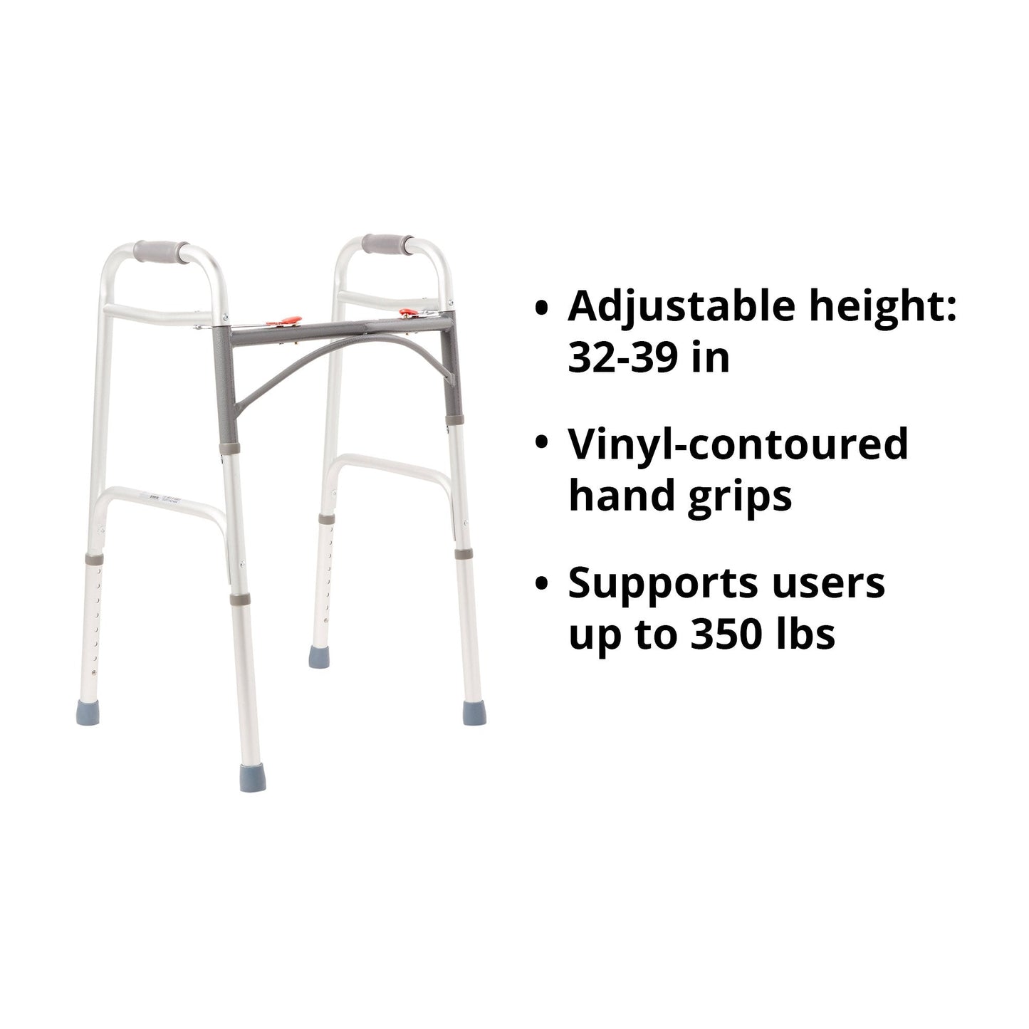 McKesson Aluminum Folding Walker, 32 - 39 Inch Height