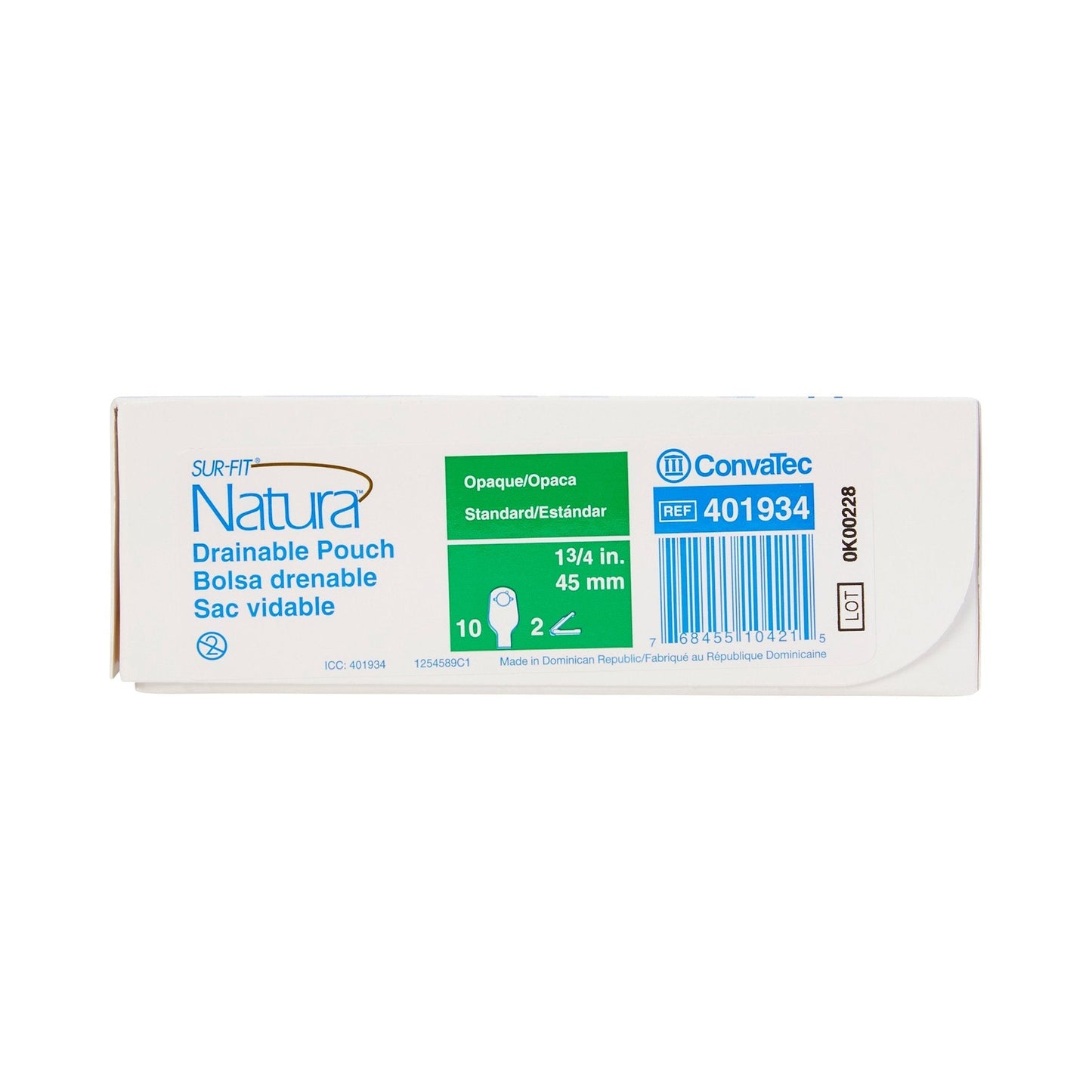 Sur-Fit Natura® Drainable Opaque Colostomy Pouch, 12 " Length, 1.75 " Flange