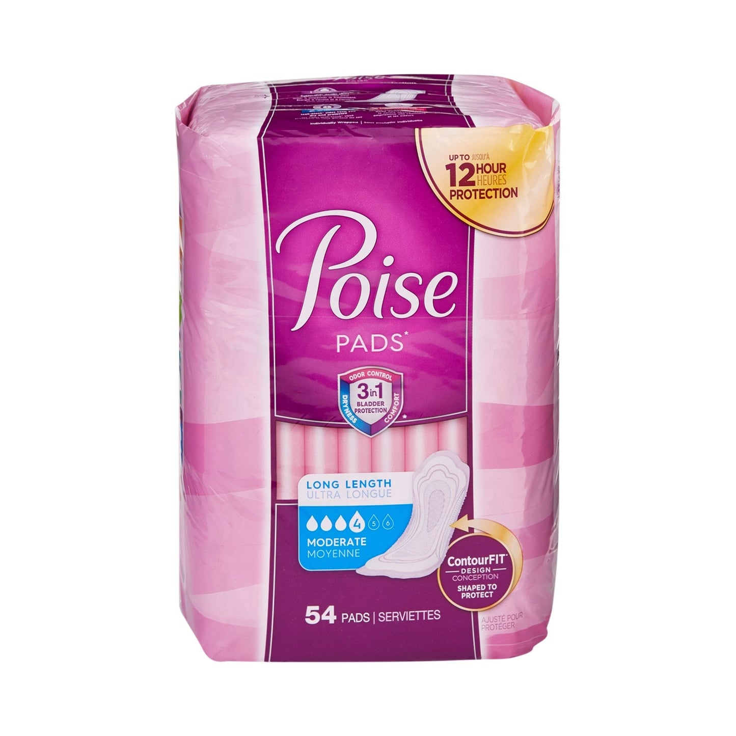 Poise Bladder Control Pads, Adult Women, Moderate Absorbency, Disposable, 12.20" Length, 108 ct