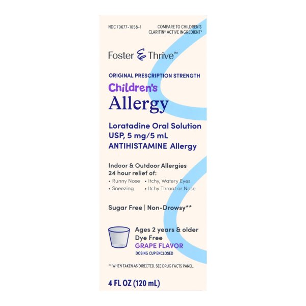 Foster & Thrive Children's 24 HR Allergy Relief Liquid, Grape, 4 oz.