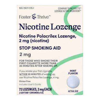 Foster & Thrive 2 mg Nicotine Lozenge, Mint, 72 ct.