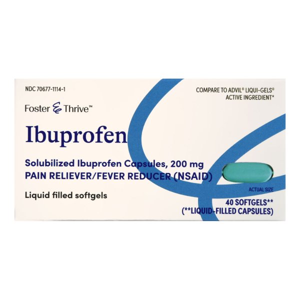 Foster & Thrive Ibuprofen Liquid Softgels, 200 mg, 40 ct.