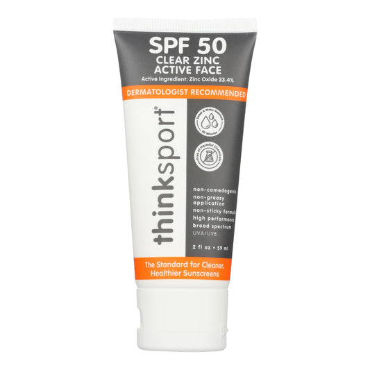 Thinksport Clear Zinc Active Face Sunscreen SPF 50, 2 oz.