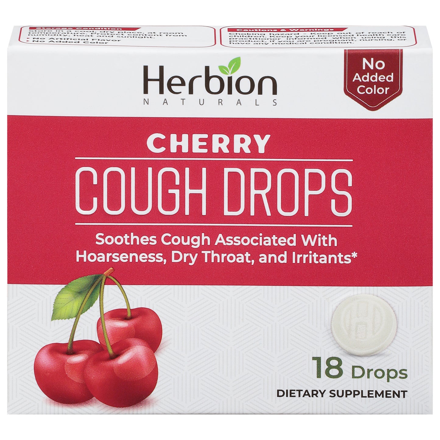 Herbion Naturals - Cough Drops Cherry - 1 Each - 18 Ct