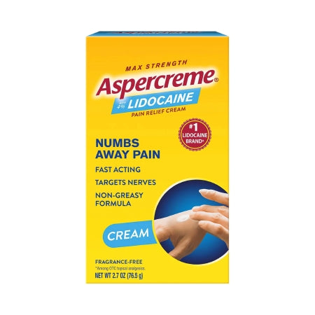Aspercreme Max Strength Lidocaine Topical Pain Relief Cream, 2.7 oz.