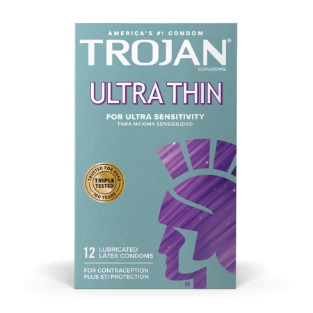 Trojan Ultra Thin Lubricated Latex Condoms, 12 ct.