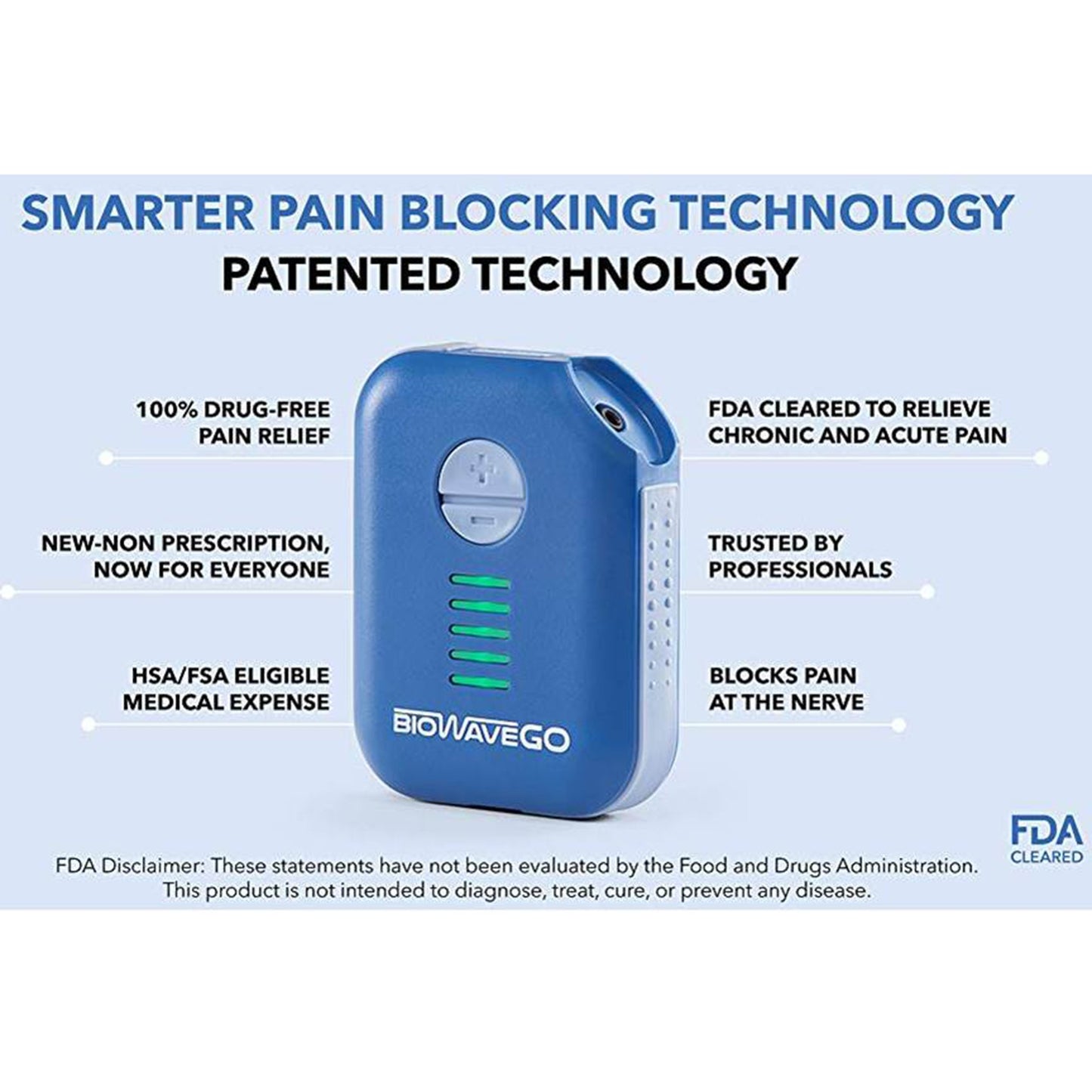 BioWaveGO Chronic Pain Relief Device, Electrotherapy Nerve Stimulator