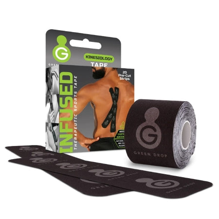 Green Drop Sports Tape, Infused Kinesiology Tape for Recovery – 20 Precut, 10-Inch Strips
