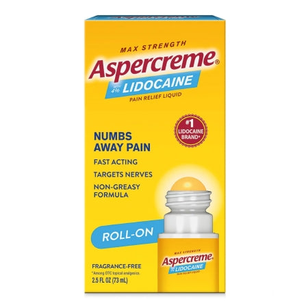 Aspercreme with 4% Lidocaine Pain Relief Liquid, Fragrance-Free, 2.5 fl oz