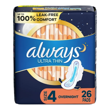Always Feminine Pad Ultra Thin Overnight / With Wings Heavy Absorbency, 26 ct.