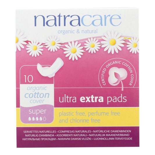 Natracare Super Ultra Extra Pads with Wings, 10 Count
