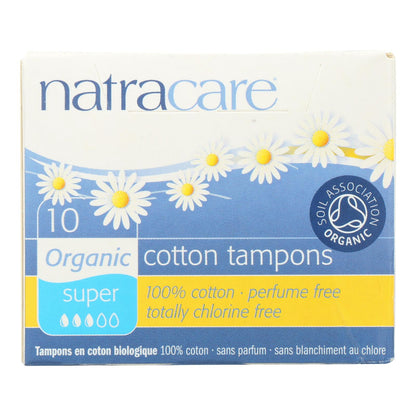 Natracare 100% Organic Cotton Super Tampons, 10 Pack