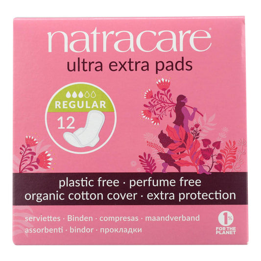 Natracare Normal Ultra Extra Pads with Wings, 12 Count