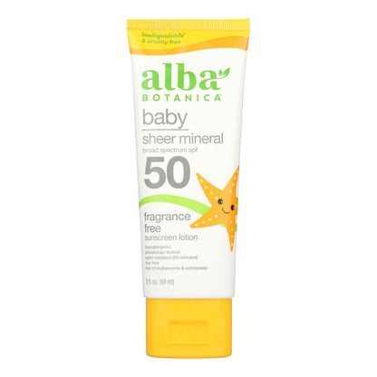Alba Botanica - Sunscreen Lotion Mineral Baby Spf50 - 1 Each-3 Fluid Ounces