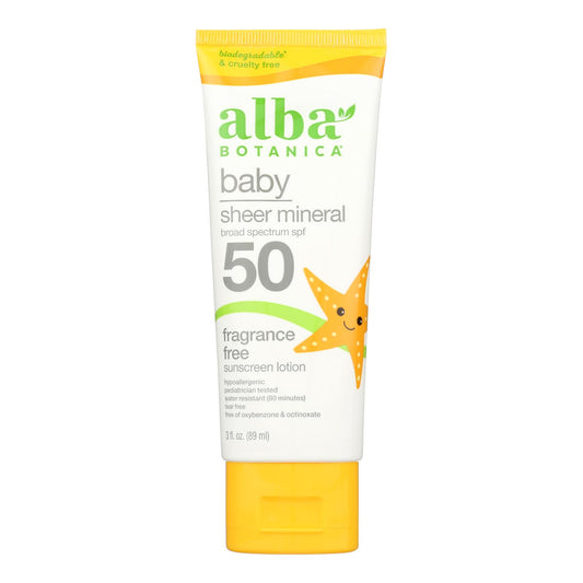 Alba Botanica Baby Sheer Mineral Sunscreen SPF 50, 3 fl. oz.