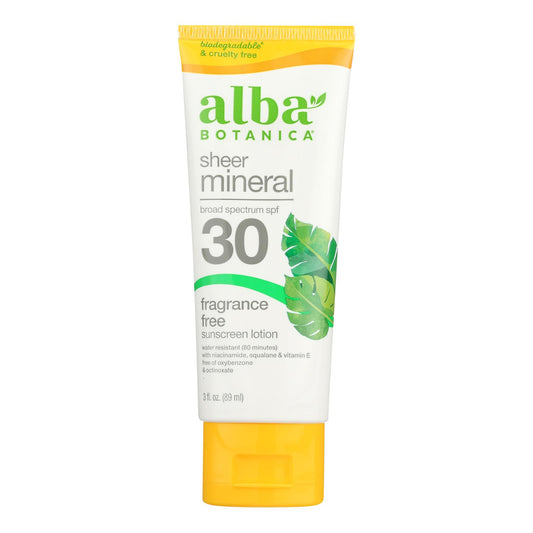 Alba Botanica Face and Body Mineral Sunscreen Lotion SPF 30, 3 fl. oz.