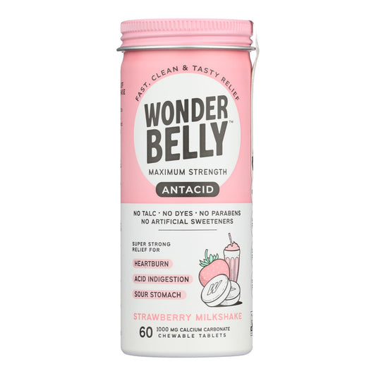 Wonder Belly Strawberry Milkshake Antacids, 60 ct., Case Of 4