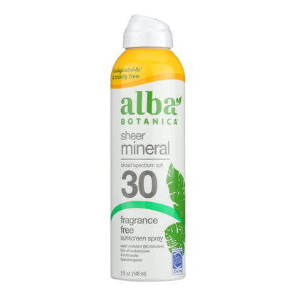 Alba Botanica - Sunscreen Spray For Face Mineral Spf 30 - 1 Each-5 Fluid Ounces