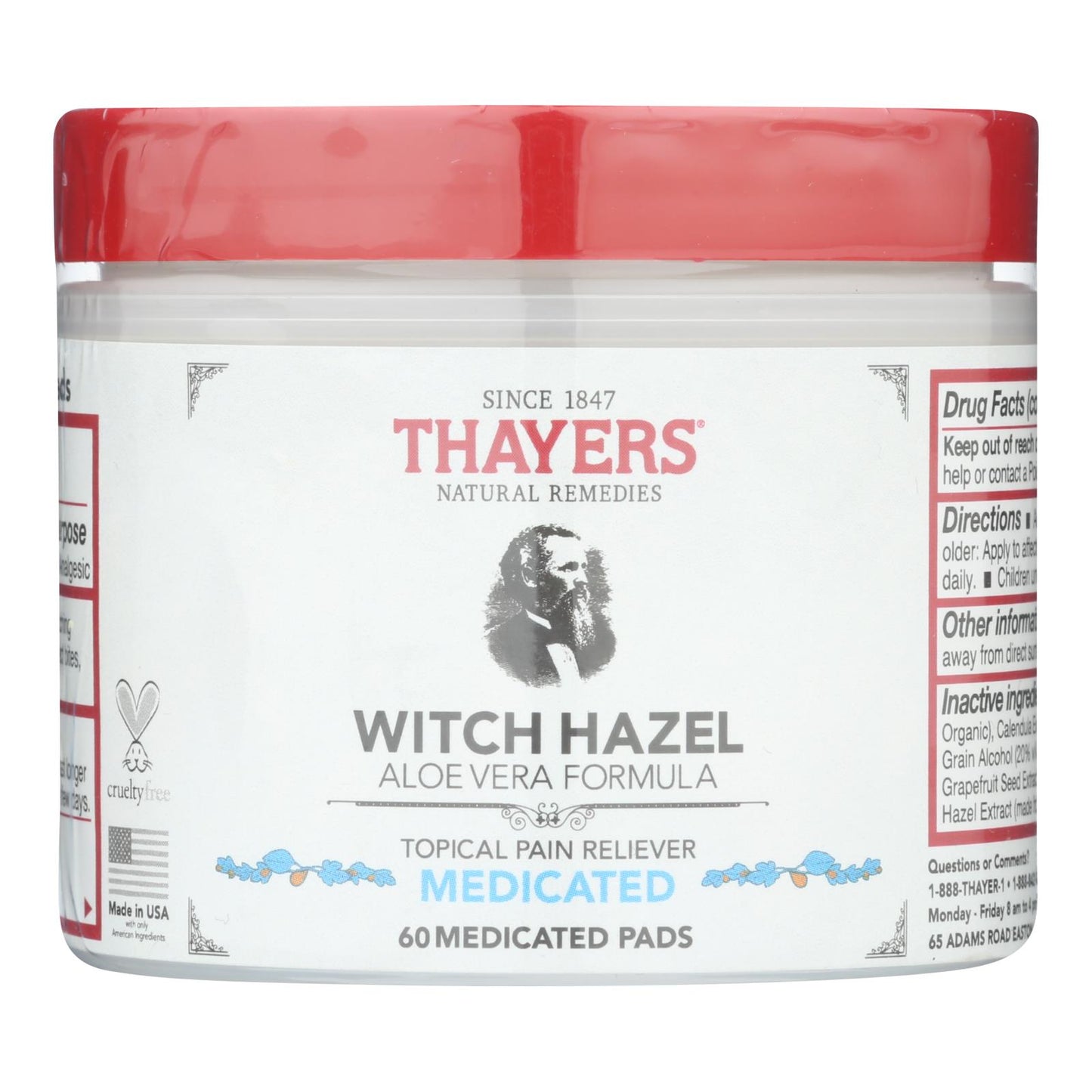 Thayer's Natural Remedies Superhazel Topical Pain Reliever Pads, 60 ct.