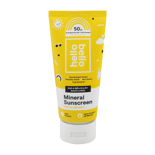 Hello Bello SPF 50 Mineral Sunscreen Lotion, Water Resistant, 3 Oz