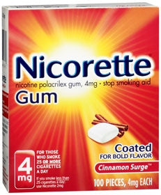 Nicorette 4 mg Strength Gum, Cinnamon Surge, 100 ct.
