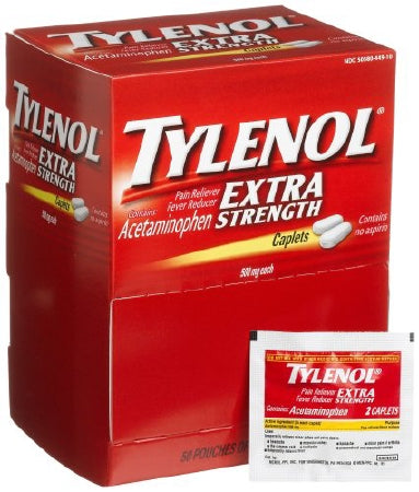 Tylenol Extra Strength Pain Relief Caplets, To-Go Packets, 50 ct.