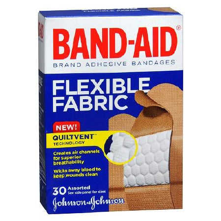 Band-Aid Flexible Fabric Tan Bandage, Assorted Sizes, 30 ct.
