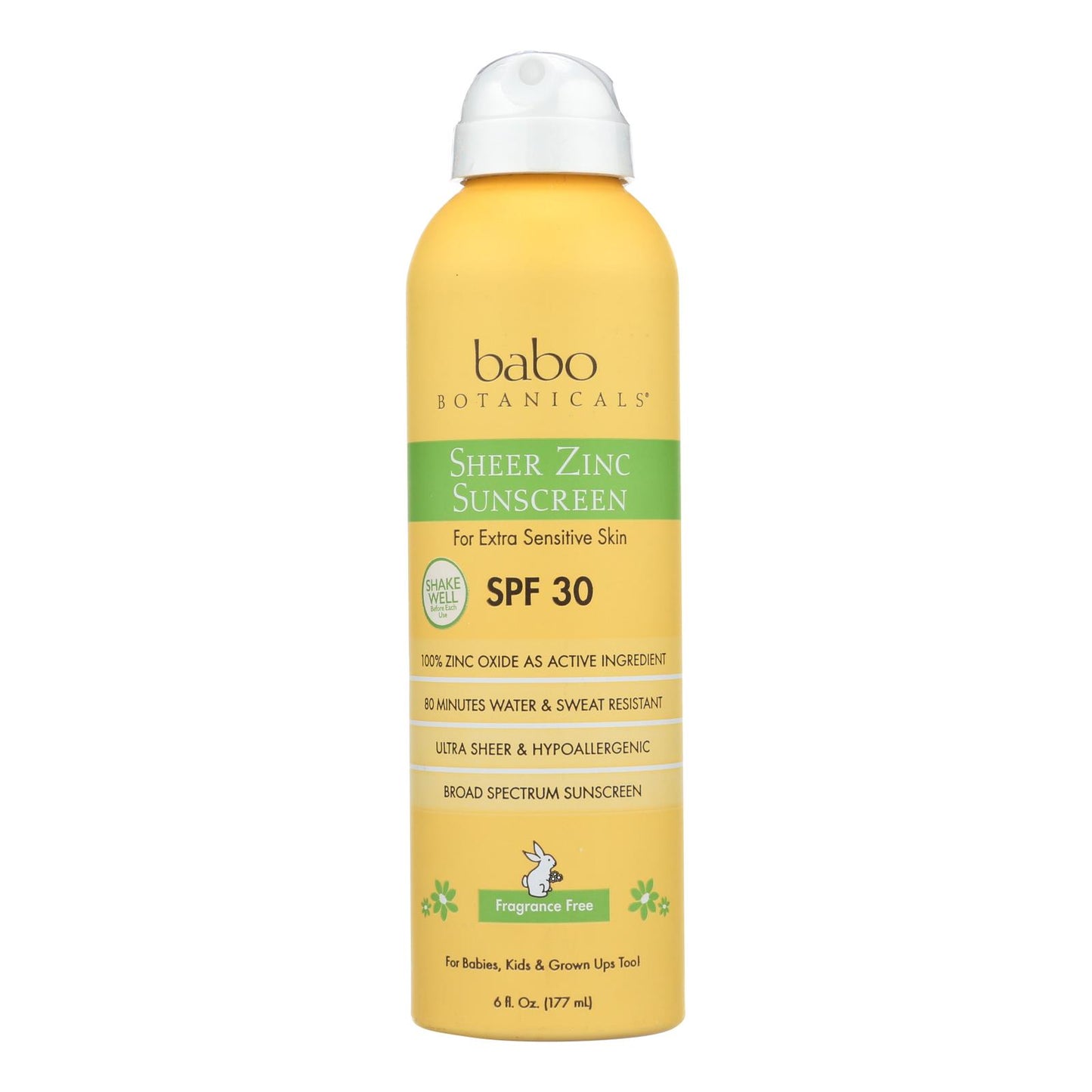 Babo Botanicals Sheer Zinc Sunscreen Spray SPF 30, 6 oz.