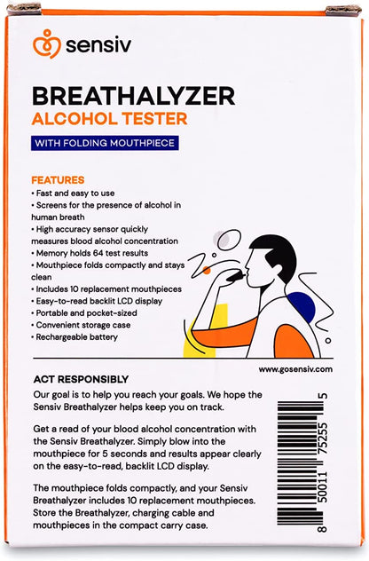 Sensiv Portable Breathalyzer,Professional-Grade Accuracy Alcohol Tester